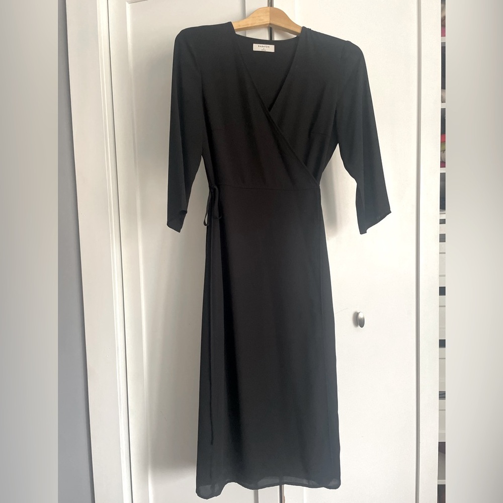 Aritzia “Babaton” Elegant Black Wrap Dress, size small